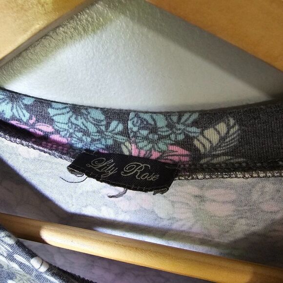 EUC LILY WHITE FLORAL CREW NECK BABYDOLL TIERED DRESS SIZE L - Picture 13 of 14